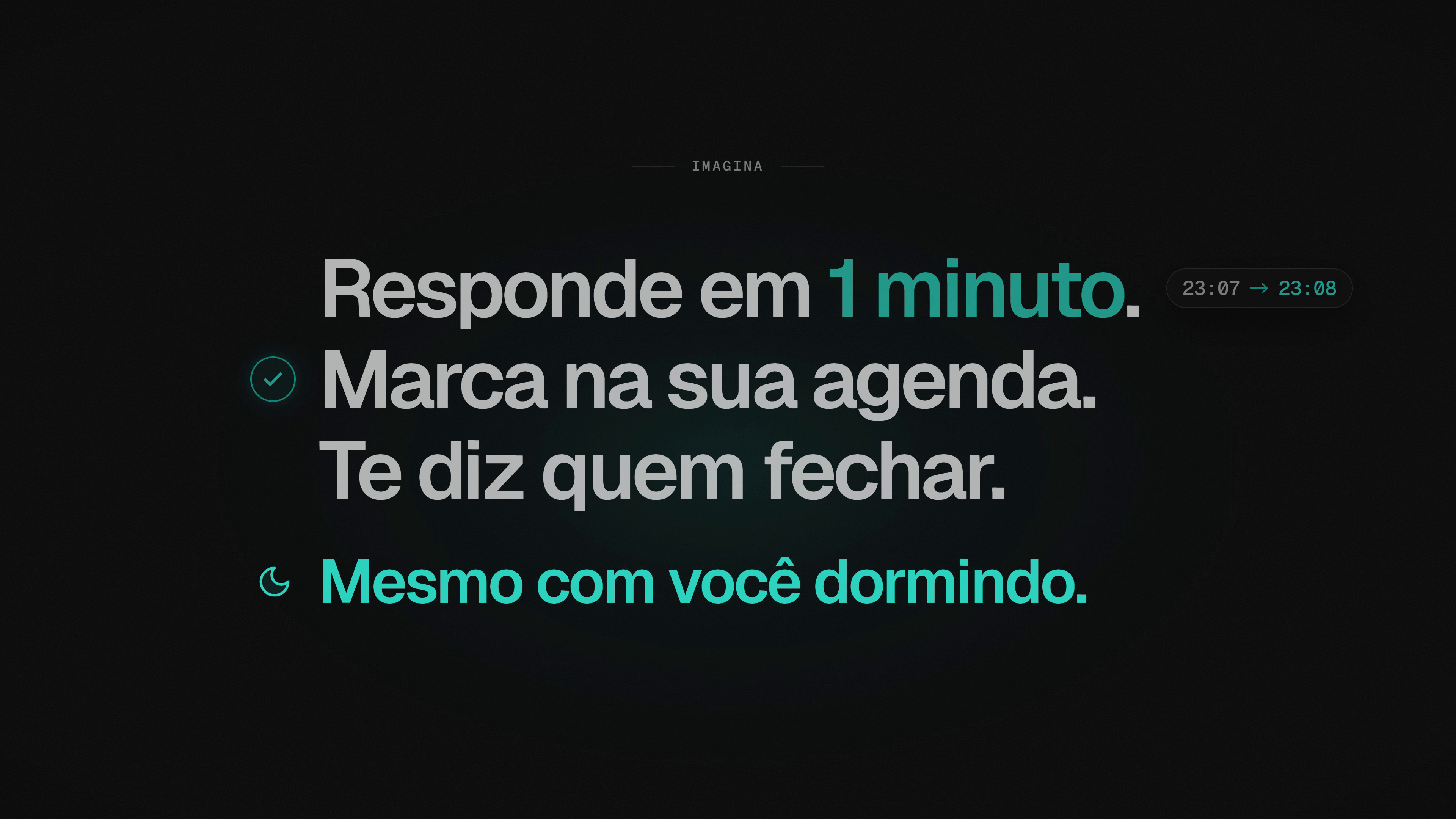 Capa do vídeo: Responde em 1 minuto. Marca na sua agenda. Te diz quem fechar.